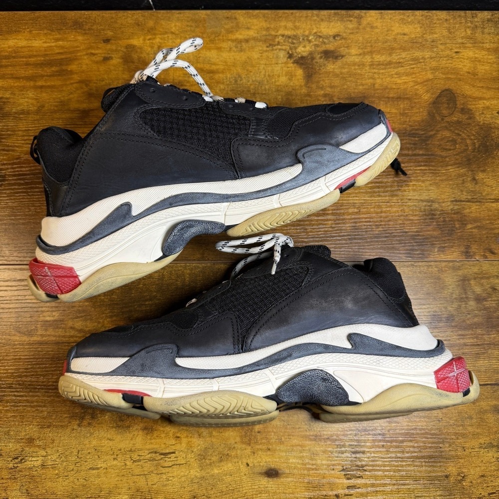 Balenciaga Triple S Black Mesh Nubuck Sneakers Mens EU 45 US 12 - Picture 10 of 11